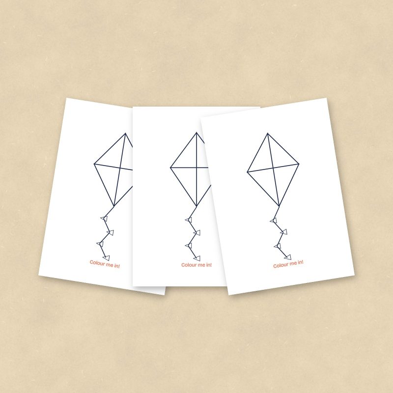 Colour-In Postcards, Kite, Set of 10