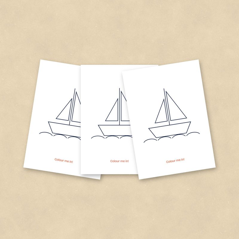 Colour-In Postcards, Sailboat, Set of 10