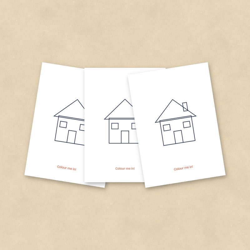 Colour-In Postcards, House, Set of 10