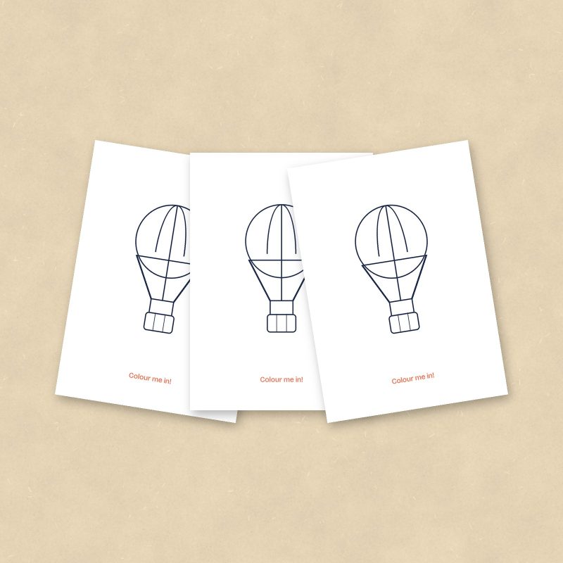 Colour-In Postcards, Hot Air Balloon, Set of 10