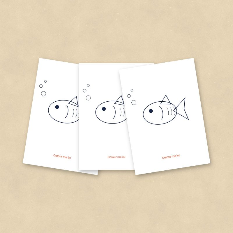 Colour-In Postcards, Fish, Set of 10