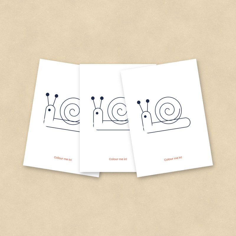 Colour-In Postcards, Snail, Set of 10