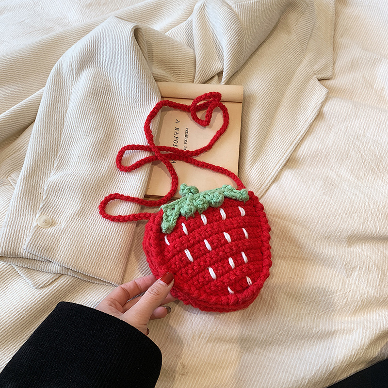 Knitted Strawberry Bag