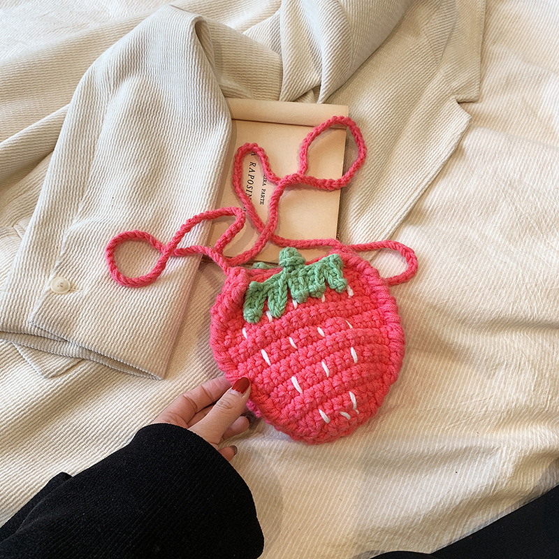Knitted Strawberry Bag